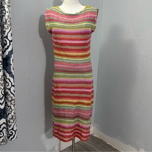 Ralph Lauren Vibrant Multicolor Striped Midi Dress